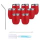 thumbnail image 1 of Juego de 8 vasos de vino de acero inoxidable de 355 ml (12 onzas) con tapa deslizante, ideales para viajes, con aislamiento al vacío de doble pared, aptos para bebidas frías y calientes.,rojo, 1 of 60