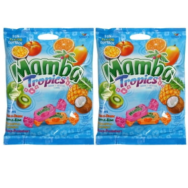 Mamba Tropics Fruit Chews Pack Candy 3.52 oz Individually Wrapped Candies for Easter Spring Holiday Birthday Party Favors Snacking Treats Basket Stuffer Goodie Bag Fillers Gift Supplies - 2 count