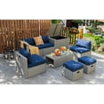 thumbnail image 2 of Patiojoy 8 Pieces All-Weather PE Rattan Patio Furniture Set Outdoor Space-Saving Sectional Sofa Set with Storage Box Navy, 2 of 8