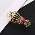 thumbnail image 3 of Milaget Skeleton Hands Brooches Crystal Clothes Lapel Pin Collar Clips Bronze, 3 of 9