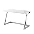 thumbnail image 3 of Bibse Writing Desk - High Gloss Lacquer Finish Top, Polished Stainless Steel Base, Geometric Legs, White Chrome Accent, 3 of 10
