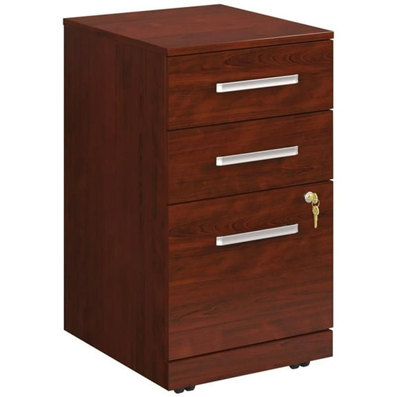 UrbanPro Engineered Wood 3-Drawer Mobile Filing Cabinet in Classic Cherry