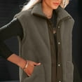 thumbnail image 5 of Gfyviroh Women's Fleece Vest Jackets Patchwork Snap Button Sleeveless Jackets with Pockets Stand Collar Lightweight Outerwear Coats, 5 of 5
