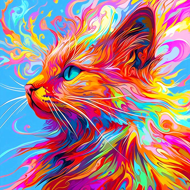 (A7710) Serie Flores Gato Con Diamantes Redondos Pintura Diamantes Resina 30*30CM