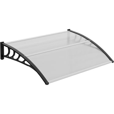 Window Awning Door Canopy Exterior, 40" x 60" Awnings for Doors Polycarbonate Cover Patio Door Awning Rain Snow Sunlight Protection Hollow Sheet (Clear Board & Black Bracket)