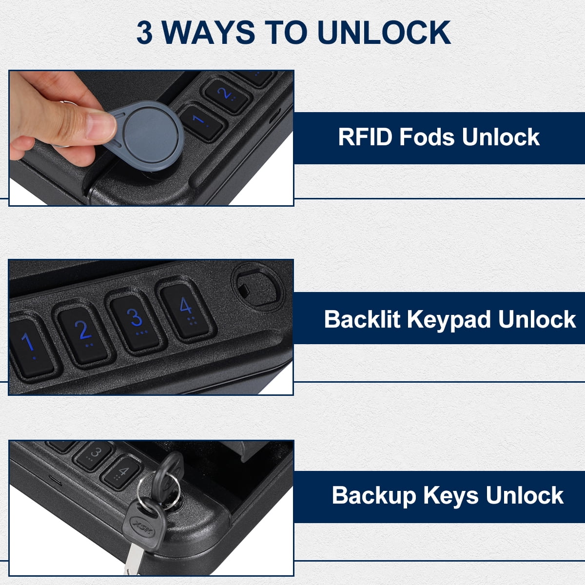Blacksmith Portable Gun Safe for Pistol RFID Quick Access Handgun Safe Alloy Steel Gun Lock Box Small Pistol Safe for Nightstand Car Travel with Digital Passcode Key Unlock USB Rechargeable Battery