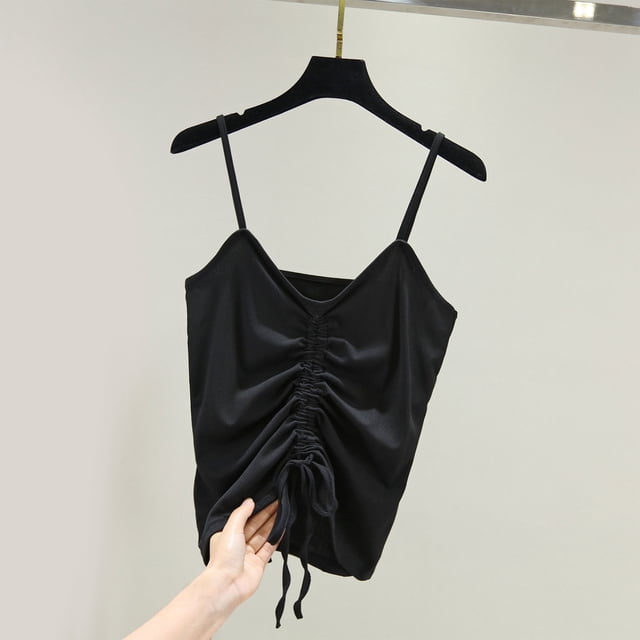 asjyhkr Camisoles Aguichant pour Femmes à Bretelles Spaghetti Plissées sous-Vêtements Mode Décontractée Été