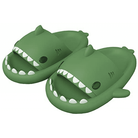 

Gai Unisex Shark Slides Non-Slip Novelty Open Toe Sandals Fashionable Cute Beach Slippers Indoor & Outdoor Dark Green Size: 40/41