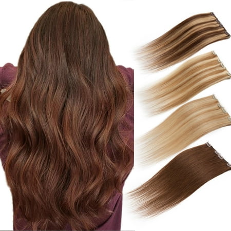 S-noilite 100% Remy Hair Clip in Hair Extensions Human Hair Length 8 Pcs 18 Clips Full Straight Human Hair Extensions Soft Silky ,Light