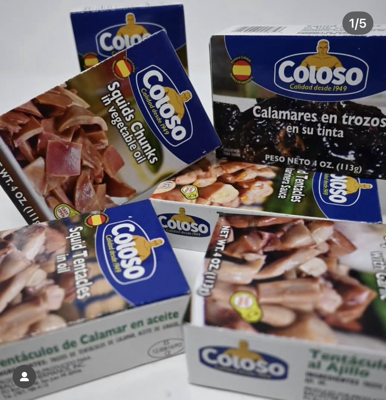 Coloso Squid Chunks in Vegetable Oil, 4 oz Can, Canned Seafood, Contains Shellfish, No Dairy