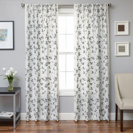 - Softline Agia Floral Embroidered Back Tab Curtain Panel