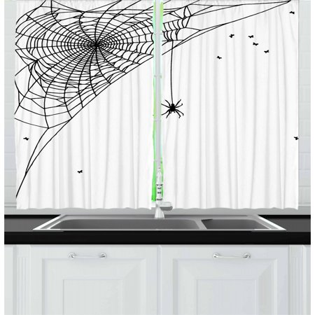 Spider Web Curtains 2 Panels Set Corner Cobweb With A Hanging