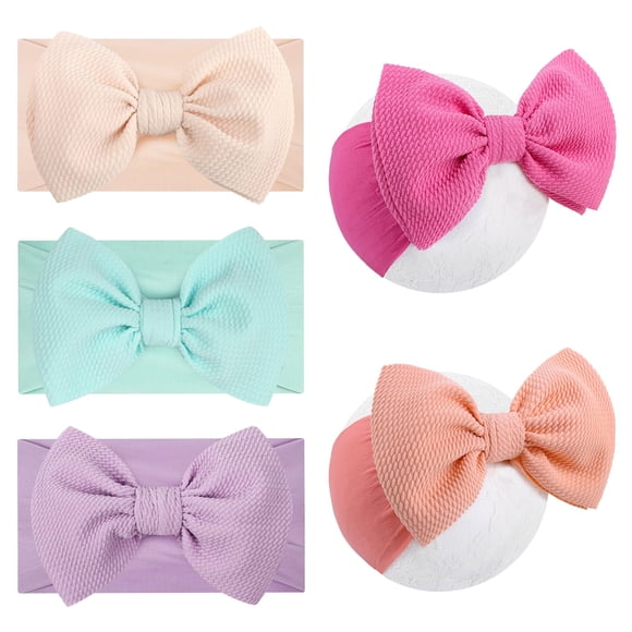 Bandas para la cabeza para bebé Lanmerry 5 piezas en nylon suave de 15 cm con moños
