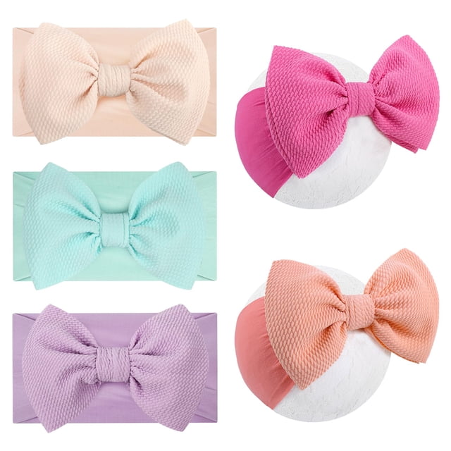 Bandas para la cabeza para bebé Lanmerry 5 piezas en nylon suave de 15 cm con moños