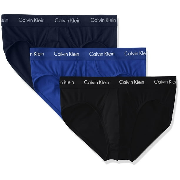 Calvin Klein Men's Cotton Stretch 3 Pack Briefs, Black/Blue Shadow
