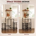 thumbnail image 4 of 3-Piece Natural Wood Bar Table Set for 2 - Kitchen, Living Room & Small Space Dining | Industrial Style with Stools & Footrest, 4 of 7