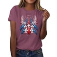 thumbnail image 5 of Goodtrade8 Womens Summer Shirts July 4th Graphic Pullover Crew Neck USA Years Anniversary Casual Red White and Blue Short Sleeve Fashion Shirts for Women American Flag, 5 of 8