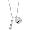 thumbnail image 1 of Delight Jewelry Silvertone Always My Sister Bar Silvertone Script Initial Disc - M - Charm Necklace, 20"+3", 1 of 4