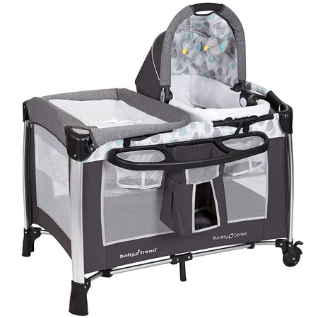 Baby Trend Go-Lite ELX Nursery Center Playard with Bassinet and Travel Bag - Drip Drop Blue - Blue