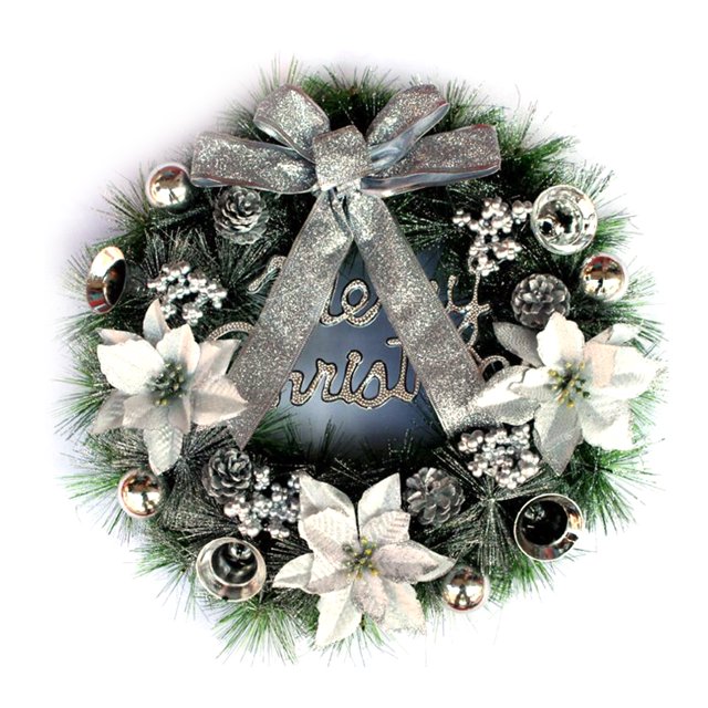 Guirnalda de Navidad con guirnalda de luces LED Guirnalda de puerta delantera de Feliz Navidad Flor de plantas artificiales