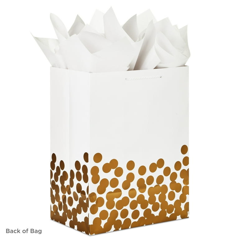 PAPER GIFT BAG LARGE WHITE W/GOLD PAPER GIFT BAG LARGE WHITE W/GOLD