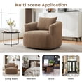 thumbnail image 6 of 360° Swivel Chair, 38.2" Accent Chair Sofa, Upholstered Swivel Barrel Sofa Chair with a Throw Pillow for Living Room, Bedroom, Office and Hotel, Dark Brown, 6 of 9