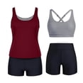 thumbnail image 2 of Xdegoge Tankini Sets for Women Cross Back Boyshorts Three Piece Bathing Suits Striped Pattern Modest Athletic Water Sports Swimwear, 2 of 9