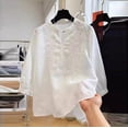 thumbnail image 5 of Summer Tops for Women 100% Cotton Embroidered Tunic 3/4 Sleeve Loose Fit Blouse, 5 of 7
