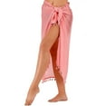 thumbnail image 4 of Pitauce Beach Cover Ups for Women Solid Color Casual Tassel Long Bikini Wrap Skirt Summer Sun Protection Vacation Swimsuit Coverups on Clearance, 4 of 5