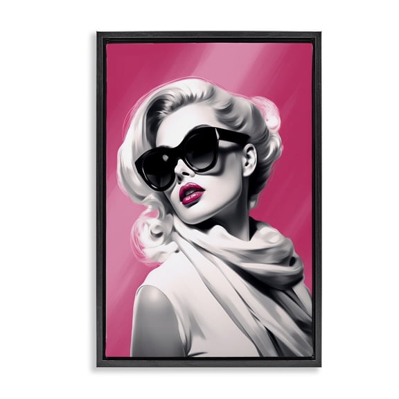 Stupell Industries Vintage Retro Chic Portrait Black Framed Floater Canvas Wall Art, design by Andrea Haase