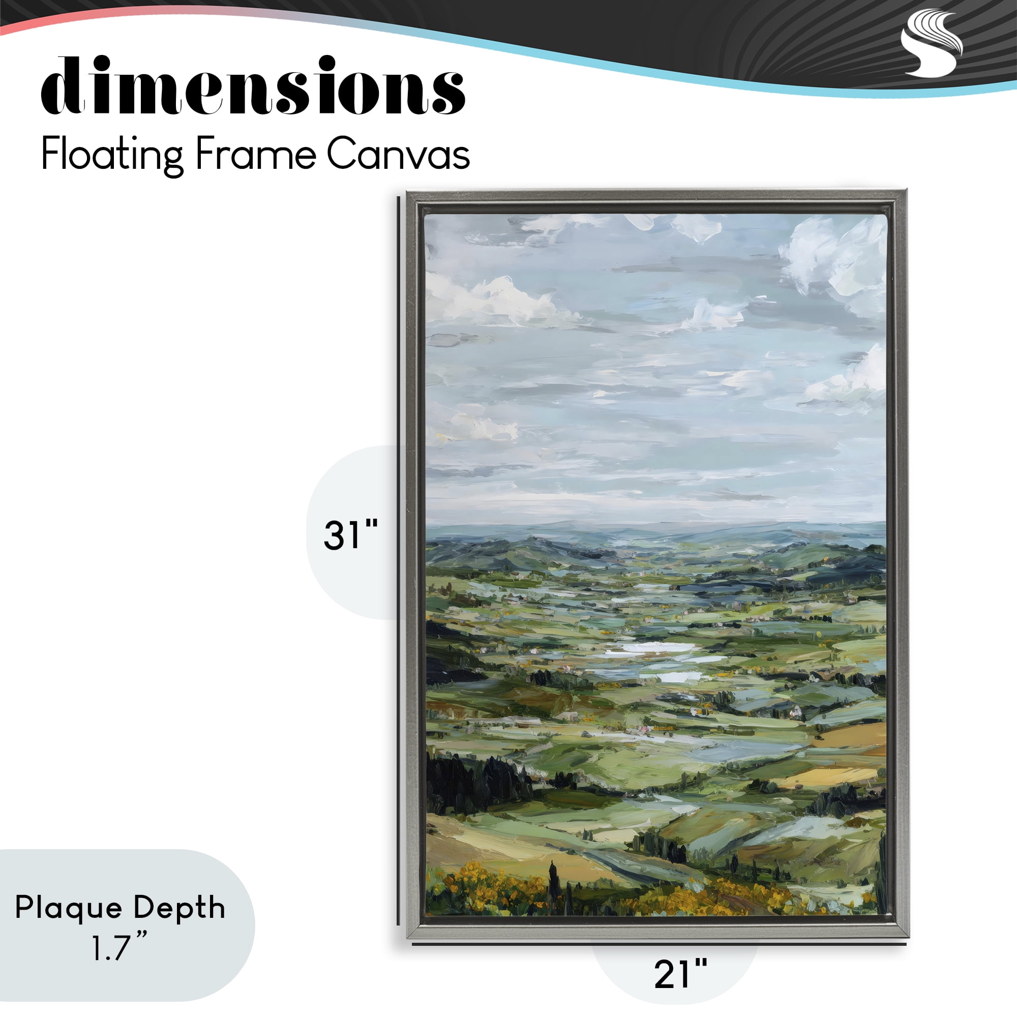 Stupell Industries Valley Living with Verdant Hills Gray Framed Floater Canvas Wall Art, design by Petal Prints Design