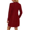 thumbnail image 3 of Women'S Knit Long Sleeve Sweater Dress Casual V Neck Tunic Dresses Fall Trendy Outfits Wine Red M, 3 of 7