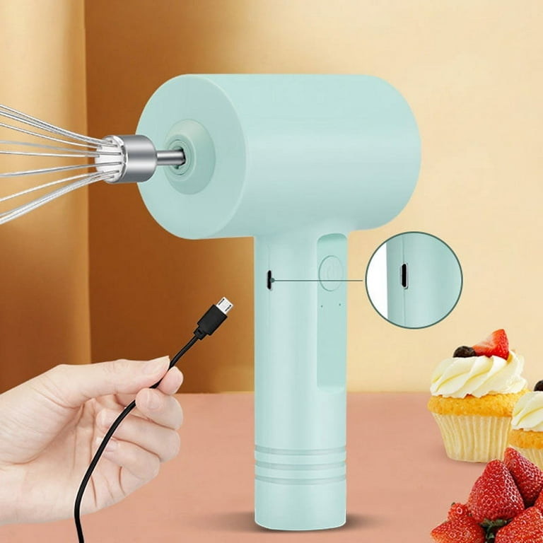 Electric Hand Mixer Wireless Rechargeable Mini Hand Blender Kitchen Tool  For Kitchen Baking Cooking Pink Single Pump 