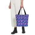 thumbnail image 4 of KLL Tote Bag for Women Blue Skull Leaf Print Shopping Grocery Reusable Bags for Office School Shopping Travel, 4 of 6