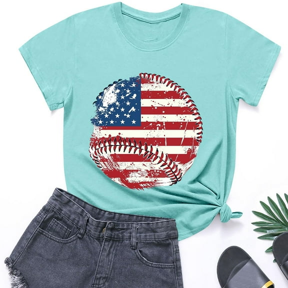 BRGZLK American Flag Patriotic T-Shirt For Toddler Kids 4Th Of July Letter Printed Shirt Boys Girls Cute Round Neck Soft Short Sleeve Cotton Tee Blue 4-5 Years