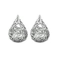 thumbnail image 2 of Women’s Silver-tone Stainless Steel Tear Drop Cut-Out Fashion Earrings, 2 of 4