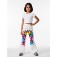 thumbnail image 3 of 5-6Y Girls Colored Flared Pants Digital Print Trousers Slim-Fit Wide Leg Flare for Spring Summer Autumn, 3 of 6