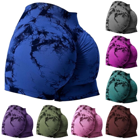 xfsWaSs Women's Biker Shorts Tie Dye High Waist Lifting Workout Gym Shorts for Women Soft Yoga Shorts Athletic Bottoms Activewear