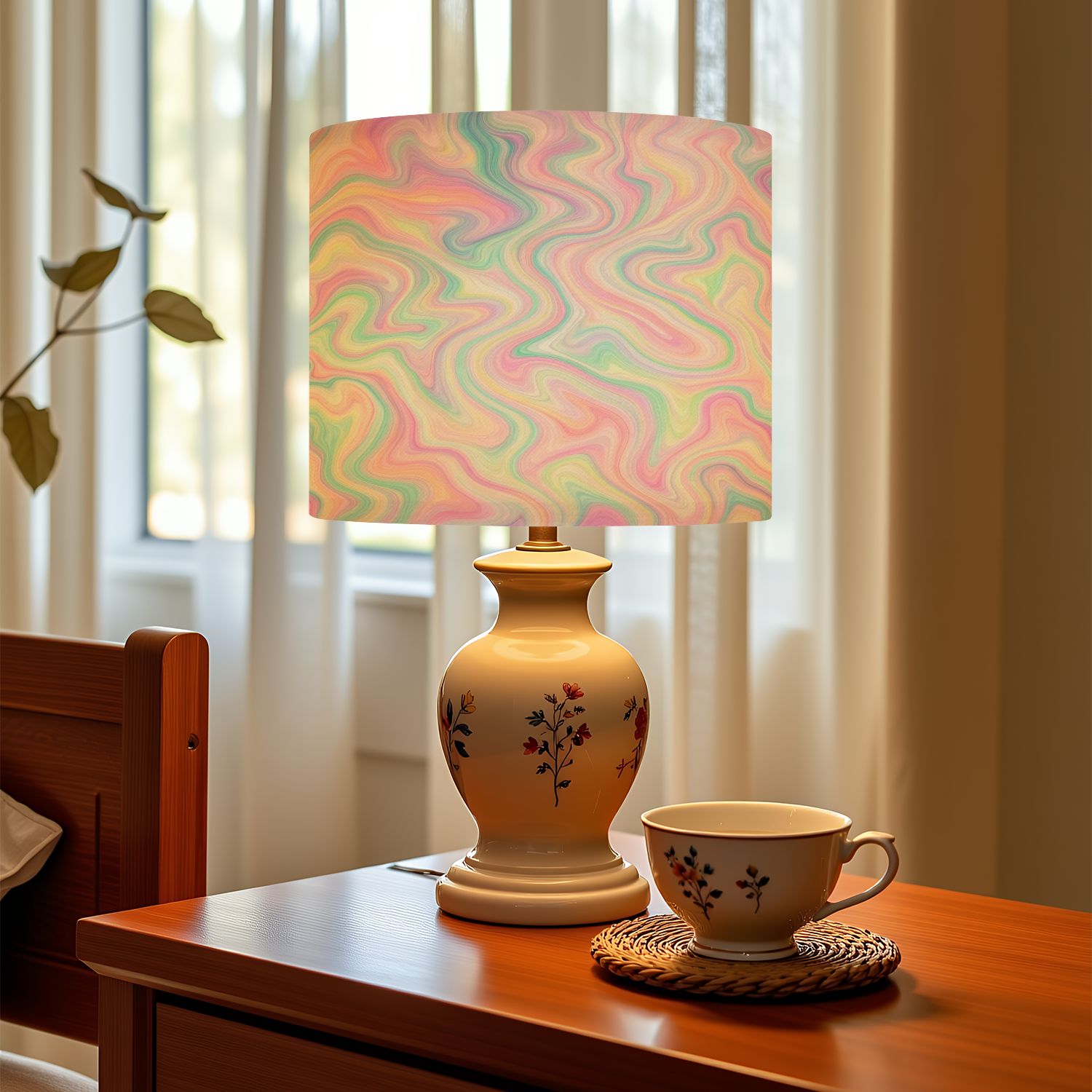 Linen Drum Lampshades Marble seamless neon colors 13"x13"x10" Light Shade for Table Lamps Floor Lamp Shades Lampshade Replacement Assembly Required