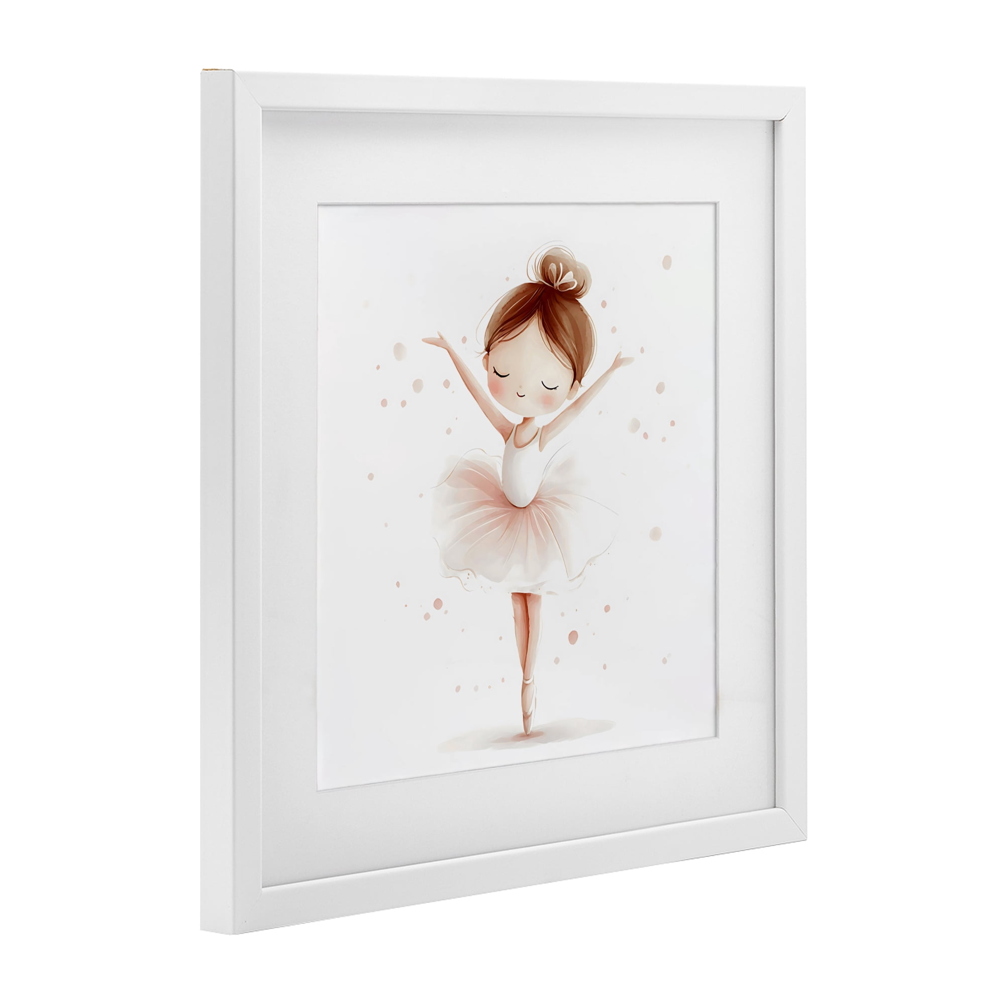 Stupell Industries Delicate Little Ballerina Girl White Framed Print Under Glass, design by Creative Studio