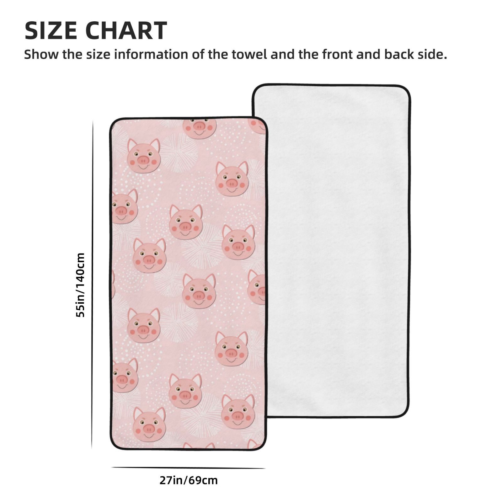 Cotton Bath Towels for Bathroom - Cute Pig Face Microfiber Quick Dry Towels for Body Bath Sheets, Personalized Beach Towel, Soft Shower Towels for Travel Home Beach 27*55in