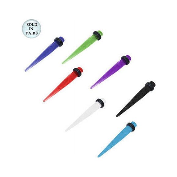 Ear Plug Spike Taper Design UV Acrylic 12 Gauge - 7 Colors Available