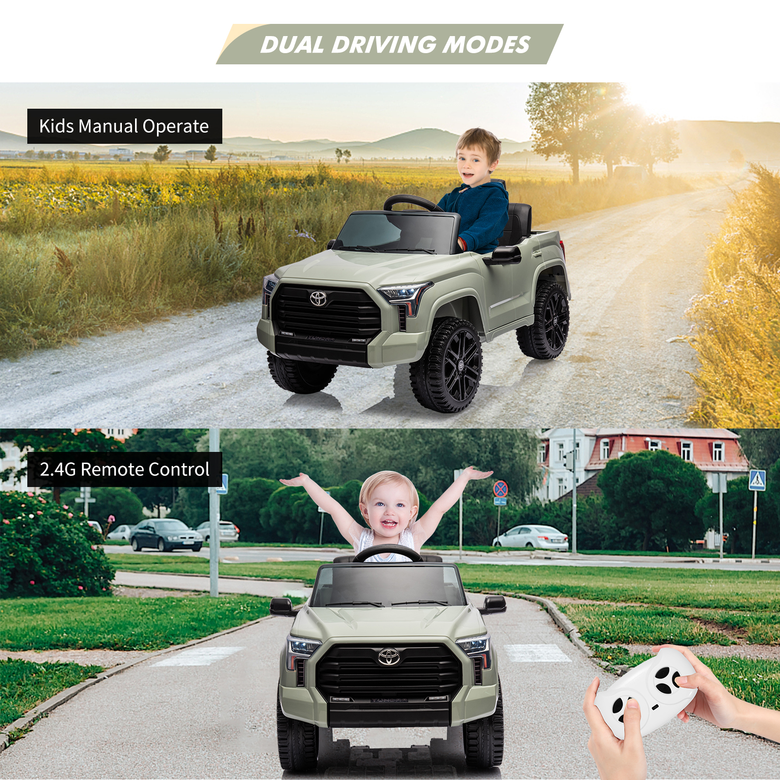 CazToi 12V Ride On Car  Licensed Toyota Tundra Remote Control Music Spring Suspension 3 Speeds LED Lights Gift for Ages 3+