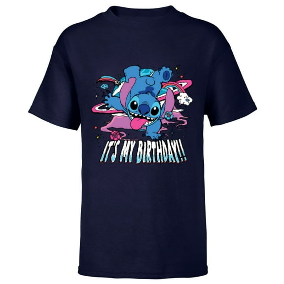 Disney Lilo & Stitch Handstand “It’s My Birthday!” - Short Sleeve T-Shirt for Kids - Customized-Navy
