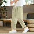 thumbnail image 2 of YLSDY Fashion Men's Casual Lightweight Pants Solid Color Drawstring Elastic Waist Baggy Trousers Beach Summer Vacation Outfits 2025 Beige XXL, 2 of 4