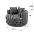 thumbnail image 7 of Swivel Barrel Chair, Linen Round Oversized Accent Chair with 3 Pillows, Modern Swivel Accent Chair, Swivel Accent Sofa Barrel Chairs, Leisure Chair for Living Room Hotel Lounge Club, Gray, 7 of 7