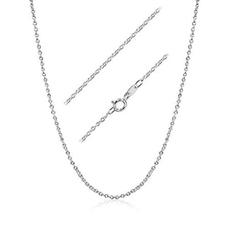 18 Inch Italian - Cable Chain Necklace Sterling Silver Italian 1.3mm Rhodium Plated Nickel Free 18 inch