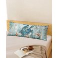 thumbnail image 2 of Teal Sea Turtle Coastal Body Pillow Cover 20x54, Nautical Summer Beach Starfish Decorative Pillowcase with Zipper, Microfiber Pillow Protector, Soft Breathable Long Lumbar Pillowcases for Women, 2 of 9