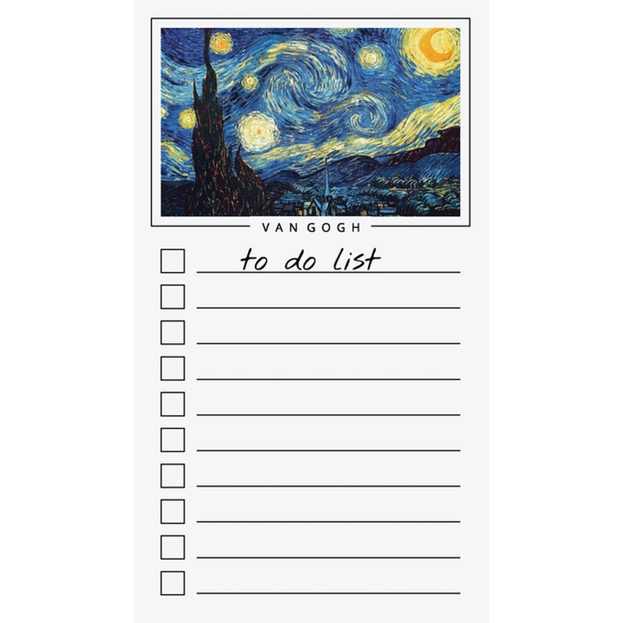 To Do List Notepad: Van Gogh Art Checklist Task Planner for Grocery Shopping Planning Organizing (Paperback)