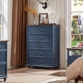 thumbnail image 5 of Farmhouse 5 Drawer Dresser for Bedroom, 45" Tall Chest of Drawers, Wood Blue Dresser w/ Deep Drawers, Storage Dressers Organizer for Bedroom, Hallway, 5 of 9